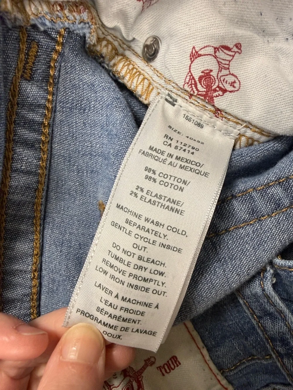 True Religion Ricky Jeans Mens 40x31 Relaxed Straight Medium Wash Stretch Denim
